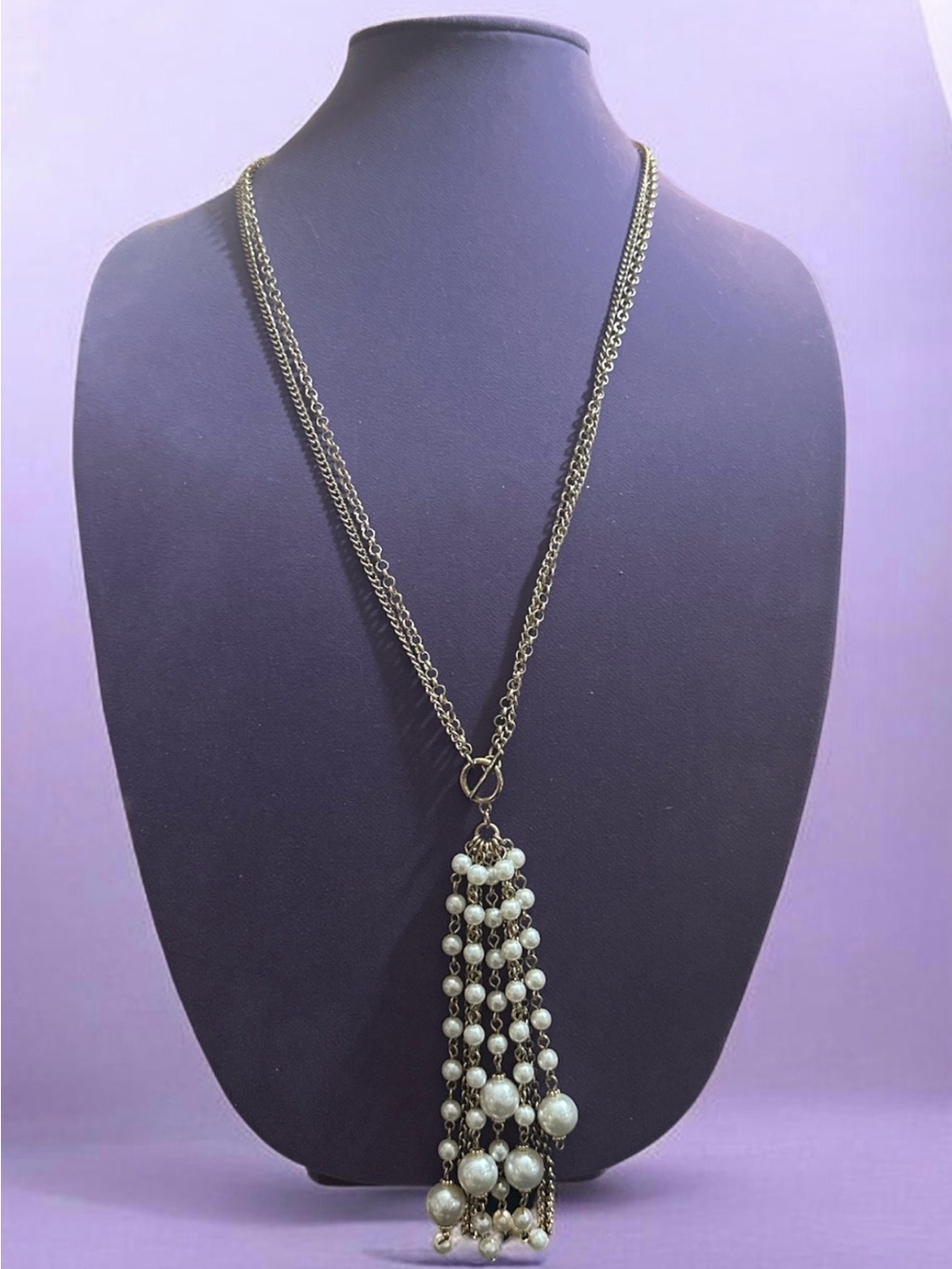Gold-Tone Pearl Tassel Necklace - Women Jewelry
889